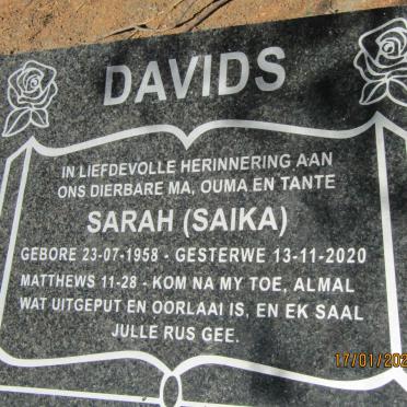 DAVIDS Sarah 1958-2020