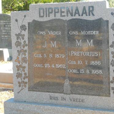 DIPPENAAR J.M. 1879-1962 &amp; M.M. PRETORIUS 1886-1958