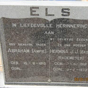 ELS Abraham 1915- &amp; Hermina J.J. RADEMEYER 1912-1973