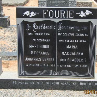 FOURIE Marthinus Stefanus Johannes Bekker 1910-1996 &amp; Maria Magdalena SLABBERT 1913-1994