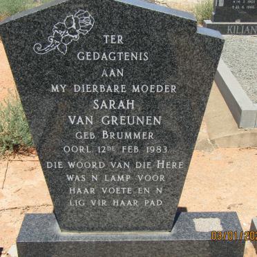 GREUNEN Sarah, van nee BRUMMER -1983