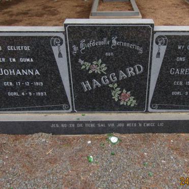 HAGGARD Carel Moretes 1913-1993 &amp; Johanna 1919-1997