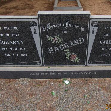 HAGGARD Carel Moretes 1913-1993 &amp; Johanna 1919-1997