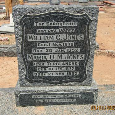 JONES William C. 1870-1952 &amp; Maria O.M. TERBLANCHE 1877-1952