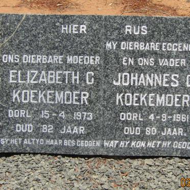 KOEKEMOER Johannes G. -1961 &amp; Elizabeth C. -1973