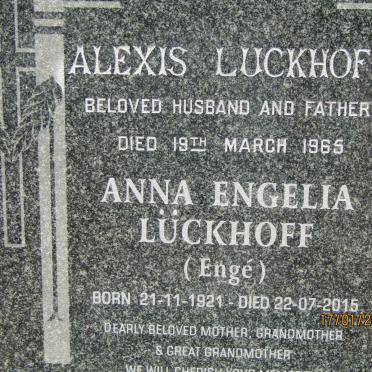 LUCKHOFF Alexis -1965 &amp; Anna Engelia ENGE 1921-2015