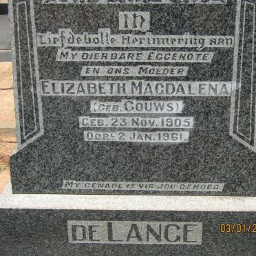 LANGE Elizabeth Magdalena, de nee GOUWS 1905-1961