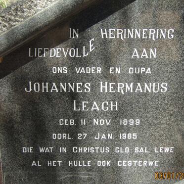 LEACH Johannes Hermanus 1899-1985 :: LEACH Jannie 1932-2011