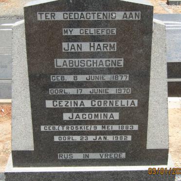 LABUSCHAGNE Jan Harm 1877-1970 &amp; Gezina Cornelia Jacomina TROSKIE 1883-1982