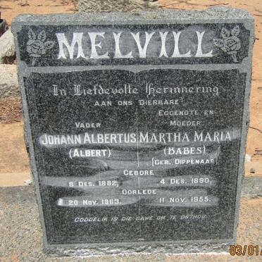 MELVILL Johann Albertus 1882-1963 &amp; Martha Maria DIPPENAAR 1890-1955