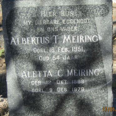 MEIRING Albertus T. -1951 &amp; Aletta C. 1898-1979