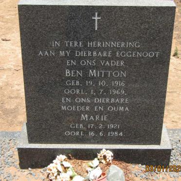 MITTON Ben 1916-1969 &amp; Marie 1921-1984