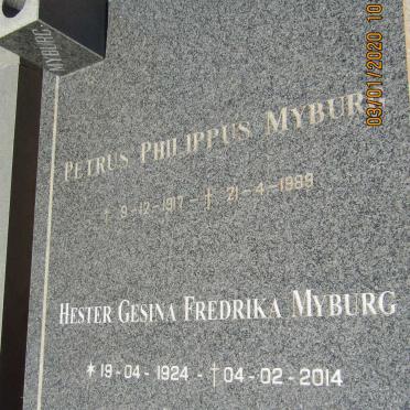 MYBURG Petrus Philippus 1917-1989 &amp; Hester Gesina Fredrika 1924-2014
