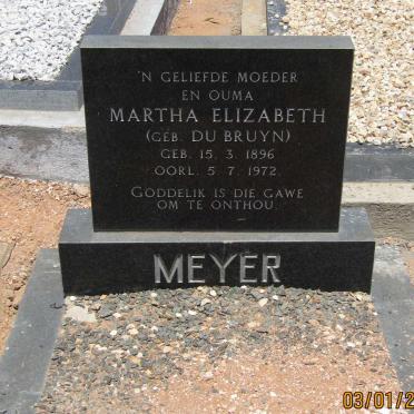 MEYER Martha Elizabeth nee DU BRUYN 1896-1972