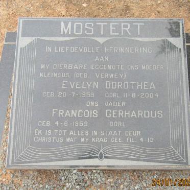 MOSTERT Francois Gerhardus 1959- &amp; Evelyn Dorothea VERWEY 1959-2004