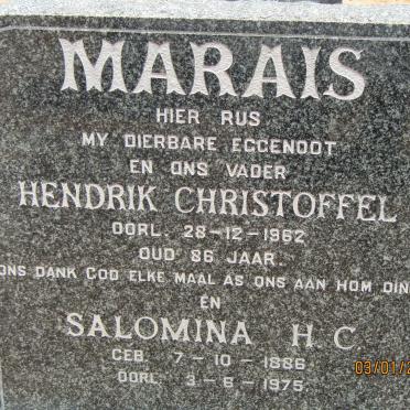 MARAIS Hendrik Christoffel -1962 &amp; Salomina H.C. 1886-1975