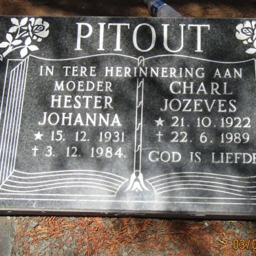 PITOUT Charl Jozeves 1922-1989 &amp; Hester Johanna 1931-1984
