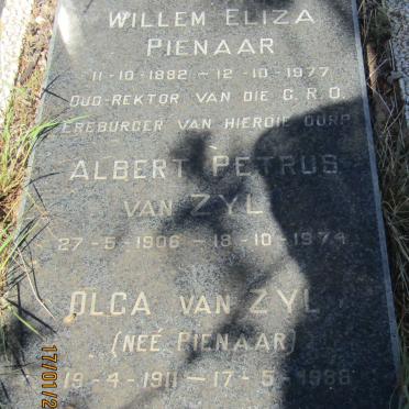 PIENAAR Willem Eliza 1882-1977 :: VAN ZYL Albert Petrus 1906-1974 &amp; Olga PIENAAR 1911-1988