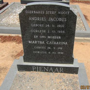 PIENAAR Andries Jacobus 1902-1988 &amp; Martha Catharina 1911-1991