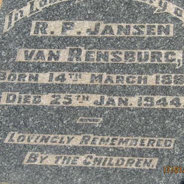 RENSBURG R.P., Jansen van 1886-1944