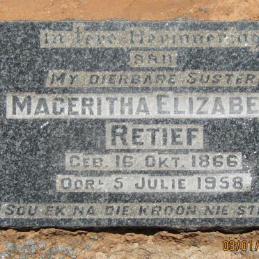 RETIEF Mageritha Elizabeth 1866-1958