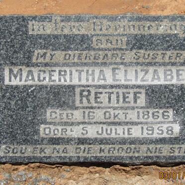 RETIEF Mageritha Elizabeth 1866-1958