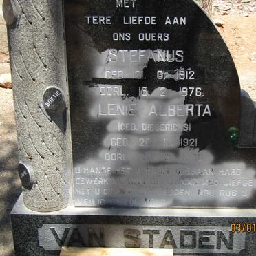 STADEN Stefanus, van 1912-1976 &amp; Lenie Alberta DIEDERICKS 1921-1990