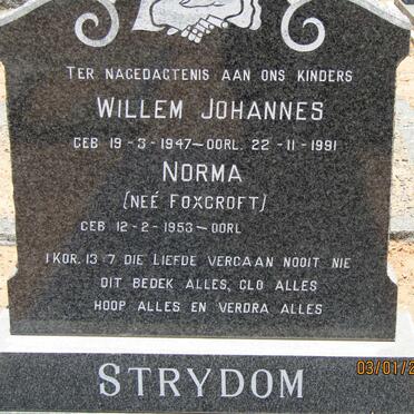 STRYDOM Willem Johannes 1947-1991 &amp; Norma FOXCROFT 1953-