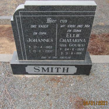 SMITH Johannes 1922-2002 &amp; Ellie Chatarina GOUWS 1922-1991