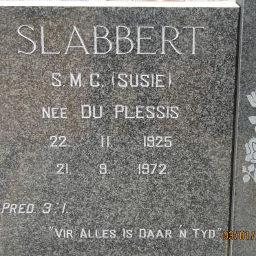 SLABBERT S.M.C. nee DU PLESSIS 1925-1972