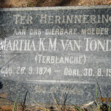 TONDER Martha K.M., van nee TERBLANCHE 1874-1948