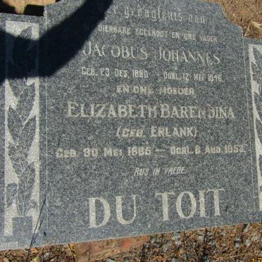TOIT Jacobus Johannes, du 1880-1946 &amp; Elizabeth Barendina ERLANK 1885-1953