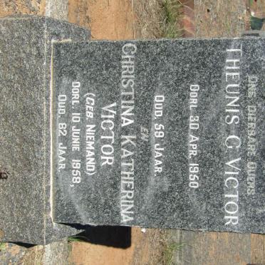 VICTOR Theunis G. -1950 &amp; Christina Katherina NIEMAND -1958