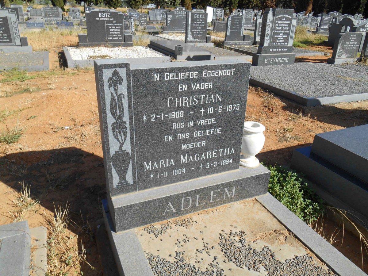 ADLEM Christian 1908-1979 &amp; Maria Magaretha 1904-1994