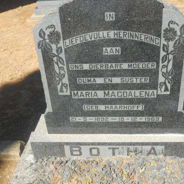 BOTHA Maria Magdalena nee HAARHOFF 1892-1969