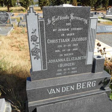 BERG Christiaan Jacobus, van den  1905-1990 &amp; Johanna Elizabeth BURGER 1907-2000