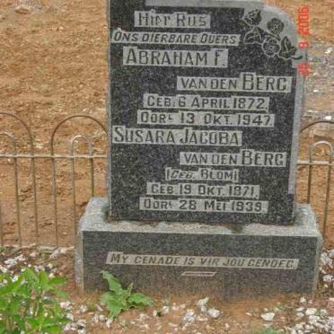 BERG Abraham F., van den 1872-1947 &amp; Susara Jacoba BLOM 1871-1939