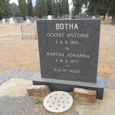 BOTHA Ockert Antonie -1925 &amp; Martha Johanna -1977