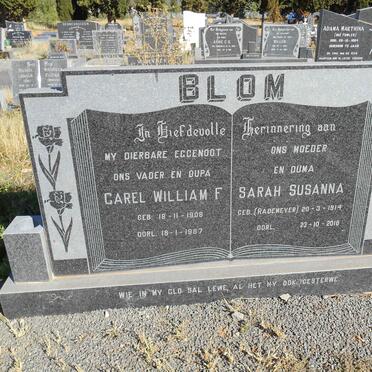BLOM Carel William F. 1908-1987 &amp; Sarah Susanna RADEMEYER 1914-2016