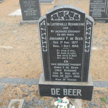 BEER Johannes F., de 1877-1940 &amp; Anna E. BASSON 1878-1962