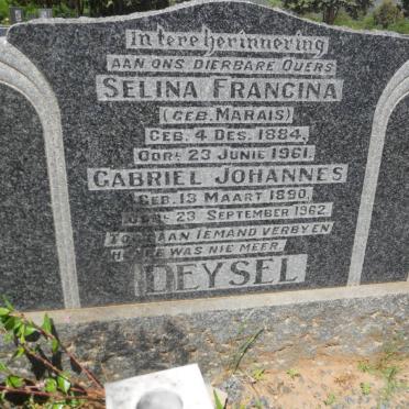 DEYSEL Gabriel Johannes 1890-1962 &amp; Selina Francina MARAIS 1884-1961