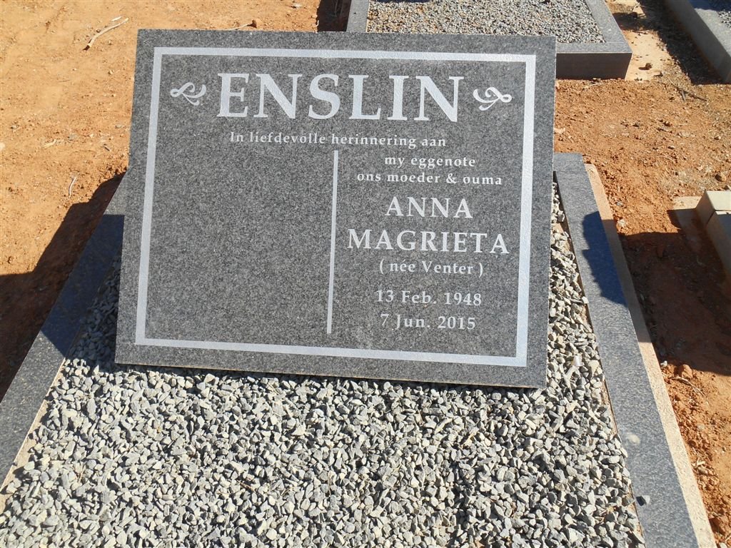 ENSLIN Anna Magrieta nee VENTER 1948-2015