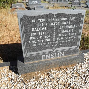 ENSLIN Zacharias 1913-1984 &amp; Salome BERGH 1906-1988