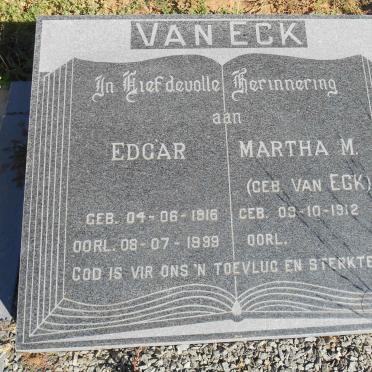 ECK Edgar, van 1916-1999 &amp; Martha M. VAN ECK 1912-