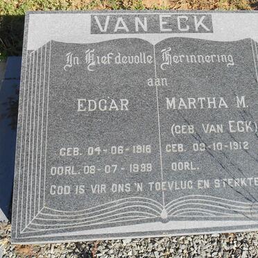 ECK Edgar, van 1916-1999 &amp; Martha M. VAN ECK 1912-