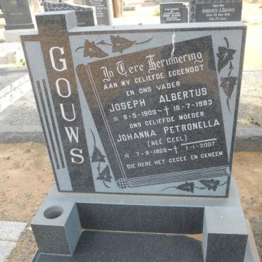 GOUWS Joseph Albertus 1909-1983 &amp; Johanna Petronella GEEL 1920-2007