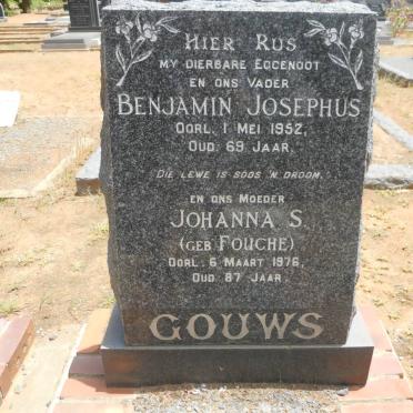 GOUWS Benjamin Josephus -1952 &amp; Johanna S. FOUCHE -1976