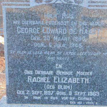 HAAST George Edward, de 1890-1945 &amp; Rachel Elizabeth BLOM 1897-1969