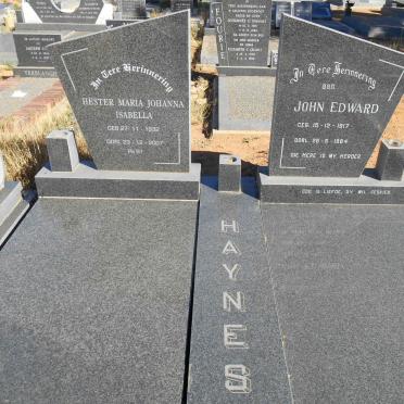 HAYNES John Edward 1917-1984 &amp; Hester Maria Johanna Isabella 1932-2007