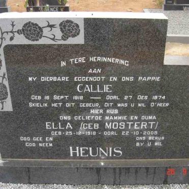 HEUNIS Callie 1918-1974 &amp; Ella MOSTERT 1918-2005